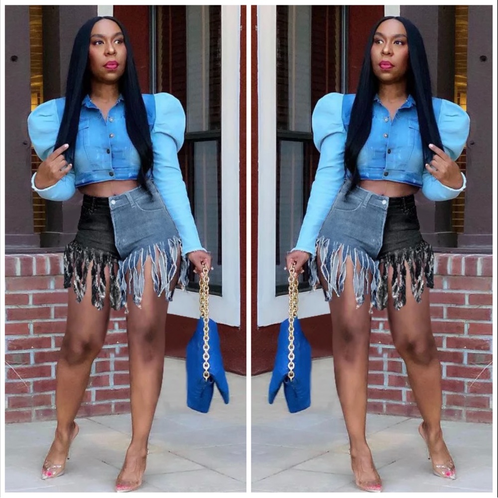 Denim Shredded Shorts